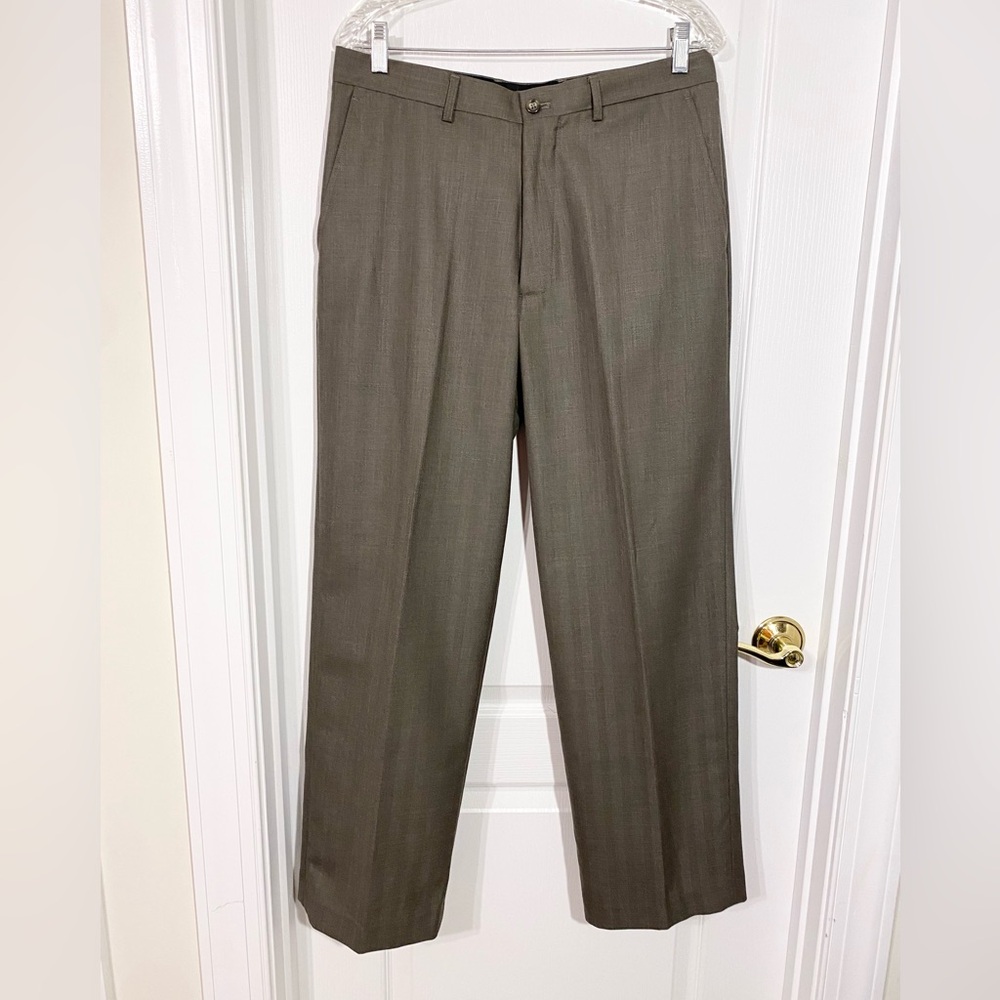 Y2K VTG Claiborne Flat Front Woven Dress Pants Brown Men’s 32/30